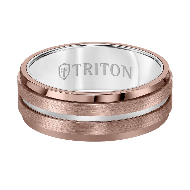 Triton Brush Finish Flat Edge Contemporary Wedding Band