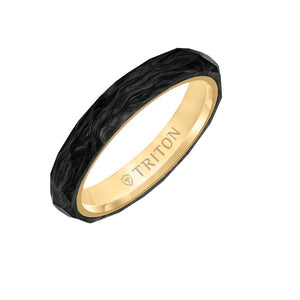 Triton Flat Edge Forged Carbon Contemporary Wedding Band