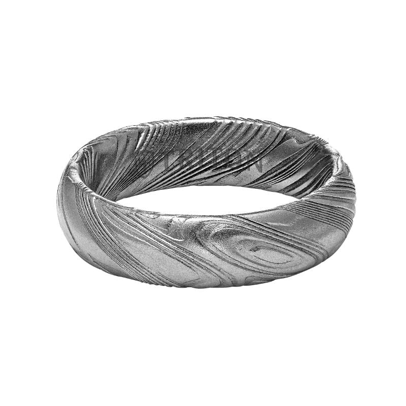 Triton Flat Edge  Damascus Steel Wedding Band