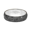 Triton Flat Edge Meteorite Top Contemporary Wedding Band