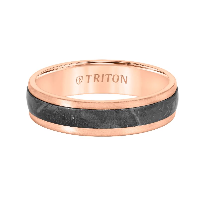 Triton Step Edge Meteorite Top Contemporary Wedding Band