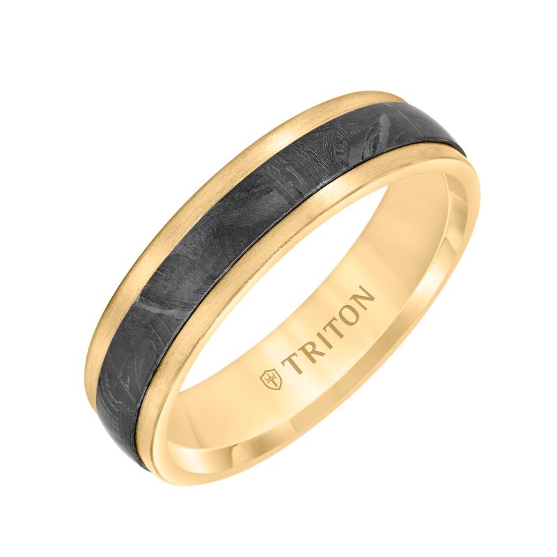 Triton Step Edge Meteorite Top Contemporary Wedding Band