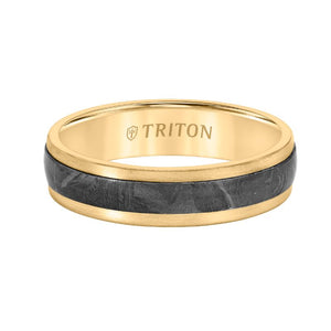 Triton Step Edge Meteorite Top Contemporary Wedding Band