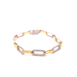 Yellow Gold Semi Diamond Paperclip Bracelet 1.95ct