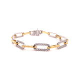 Yellow Gold Semi Diamond Paperclip Bracelet 1.95ct