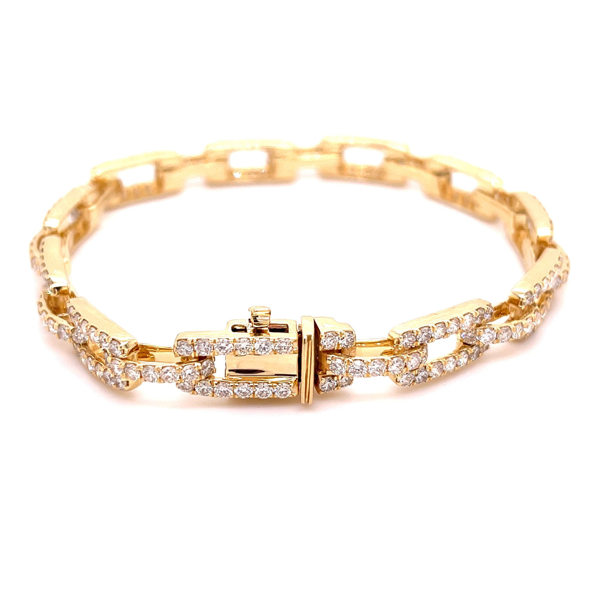 Yellow Gold Diamond Cable Bracelet 5.33ct