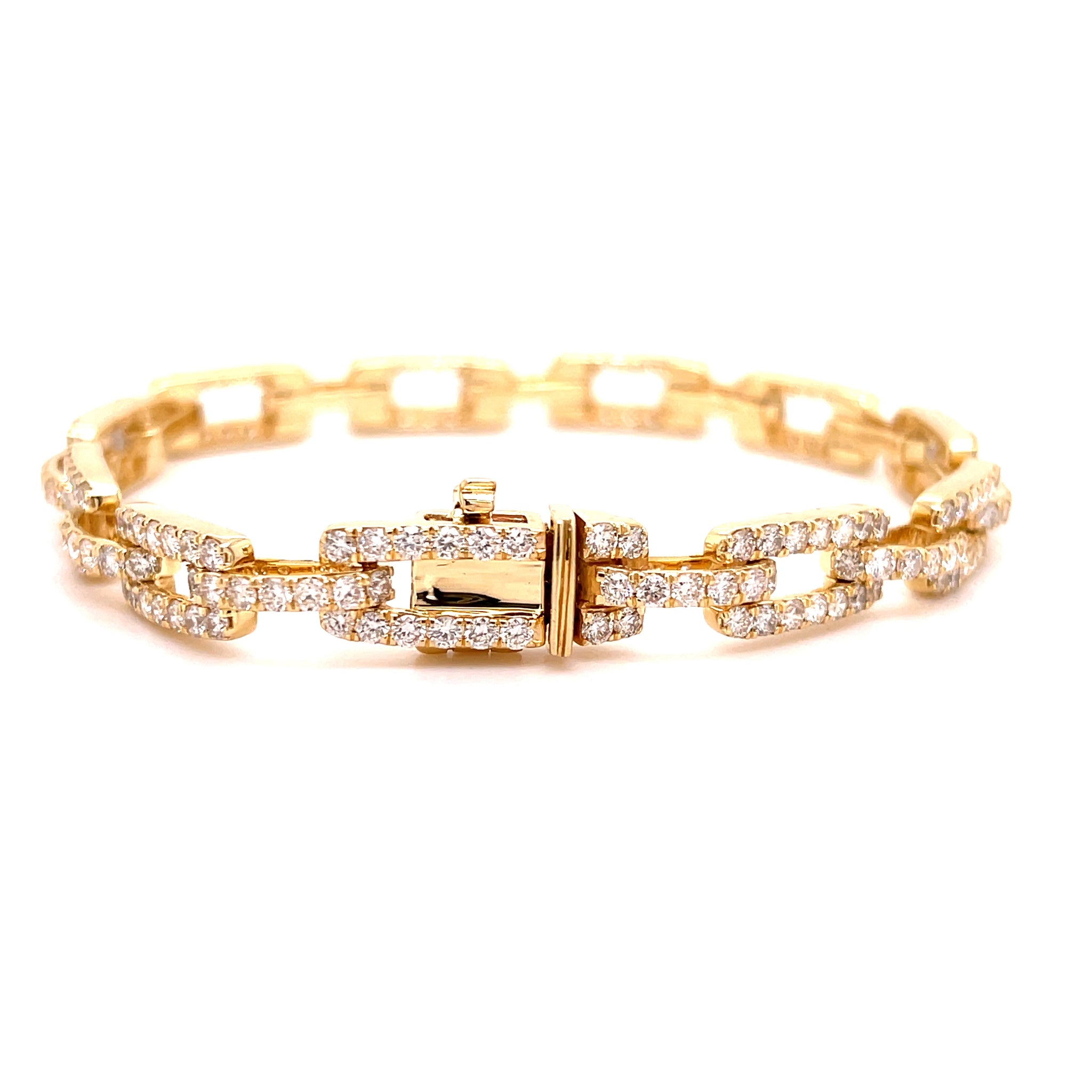 Yellow Gold Diamond Cable Bracelet 5.33ct