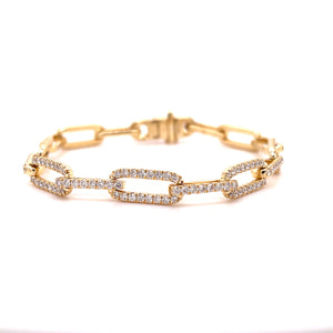 Yellow Gold Diamond Paperclip Bracelet 2.90ct