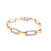 Yellow Gold Large Semi Diamond Paperclip Bracelet 2.55ct