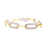 Yellow Gold Large Semi Diamond Paperclip Bracelet 2.55ct