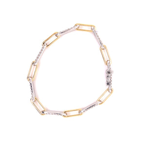 Yellow Gold Large Semi Diamond Paperclip Bracelet 2.55ct