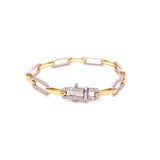 Yellow Gold Large Semi Diamond Paperclip Bracelet 2.55ct