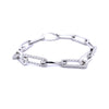 White Gold Half Diamond Paperclip Bracelet 3.25ct