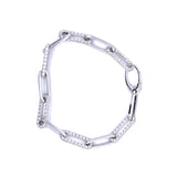 White Gold Half Diamond Paperclip Bracelet 3.25ct