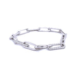 White Gold Half Diamond Paperclip Bracelet 3.25ct