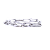 White Gold Half Diamond Paperclip Bracelet 3.25ct