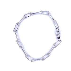 White Gold Diamond Paperclip Bracelet 2.60ct