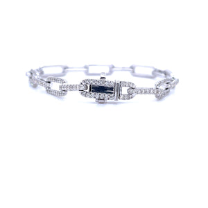 White Gold Diamond Paperclip Bracelet 2.60ct