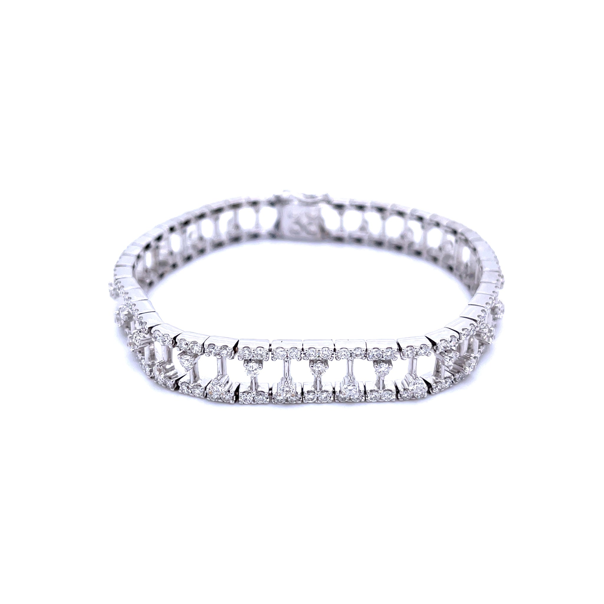 White Gold Bar Diamond Bracelet 4.96ct
