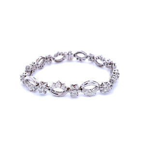 White Gold Flower Diamond Bracelet 6.40ct