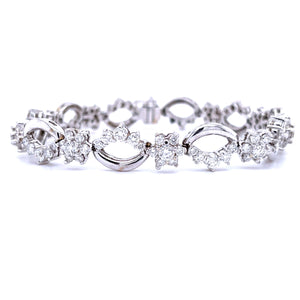 White Gold Flower Diamond Bracelet 6.40ct