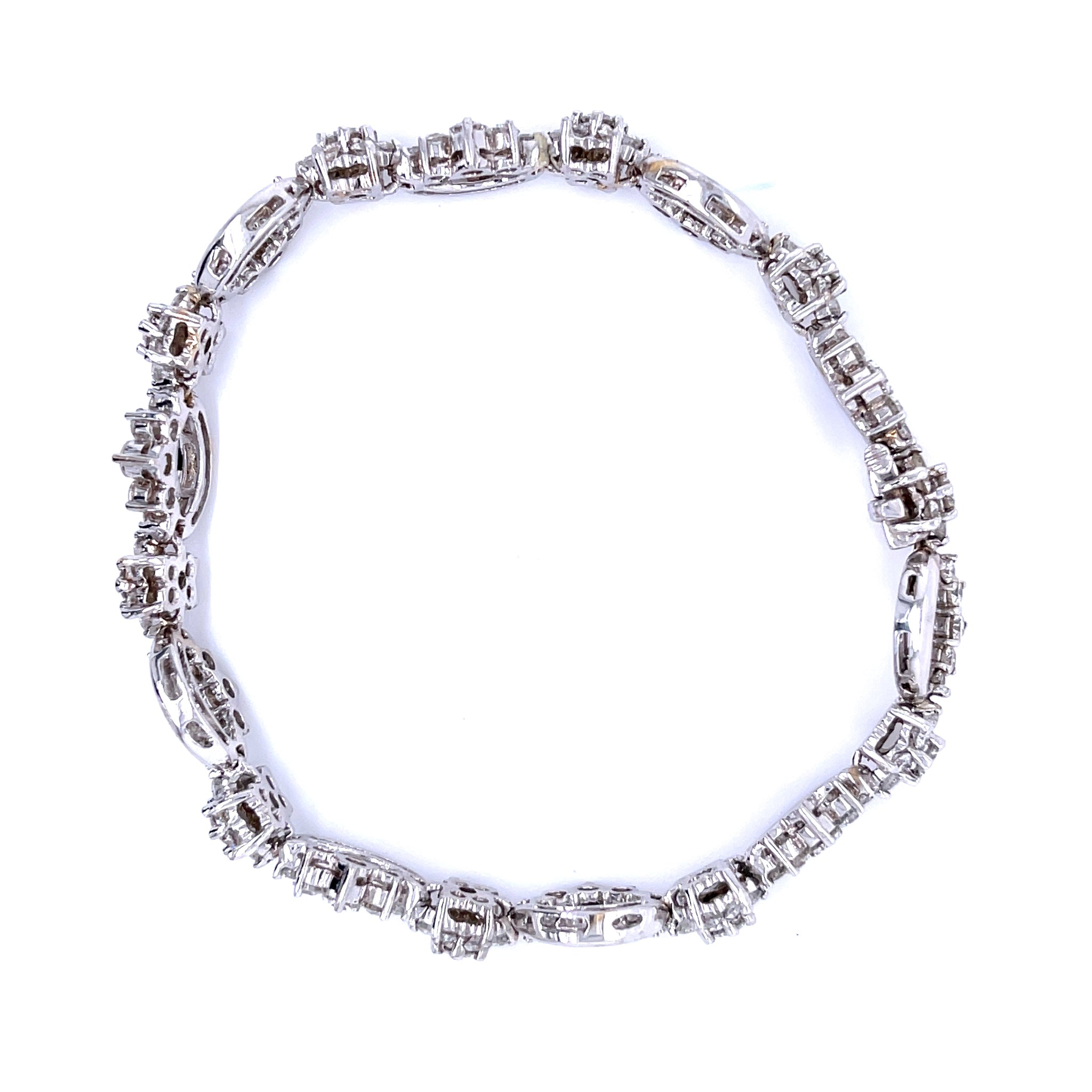 White Gold Flower Diamond Bracelet 6.40ct