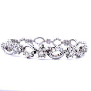 White Gold Flower Diamond Bracelet 6.40ct