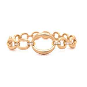 Yellow Gold Oval Diamond Link Bracelet 0.90ct
