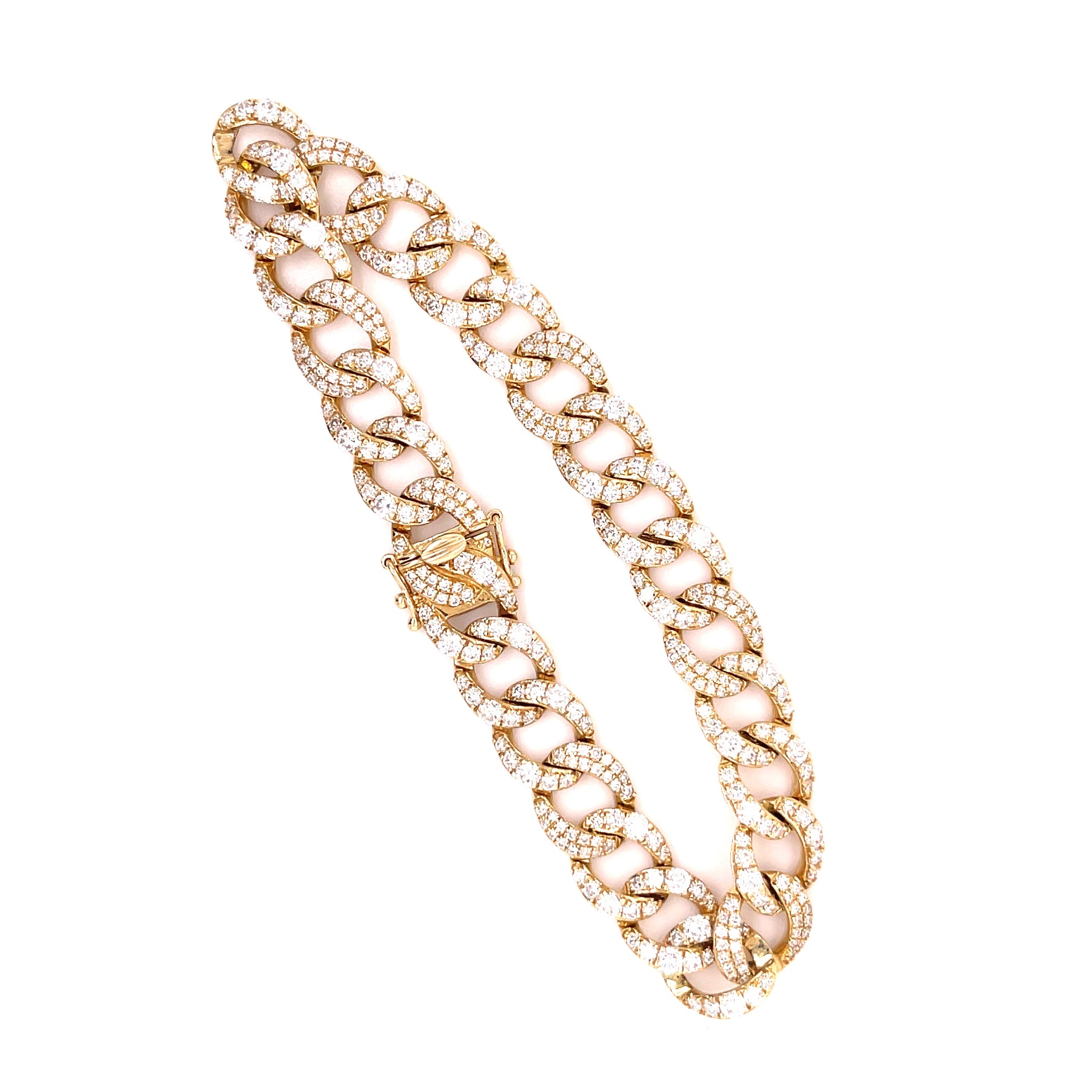 Yellow Gold Curb Diamond Bracelet 4.90ct