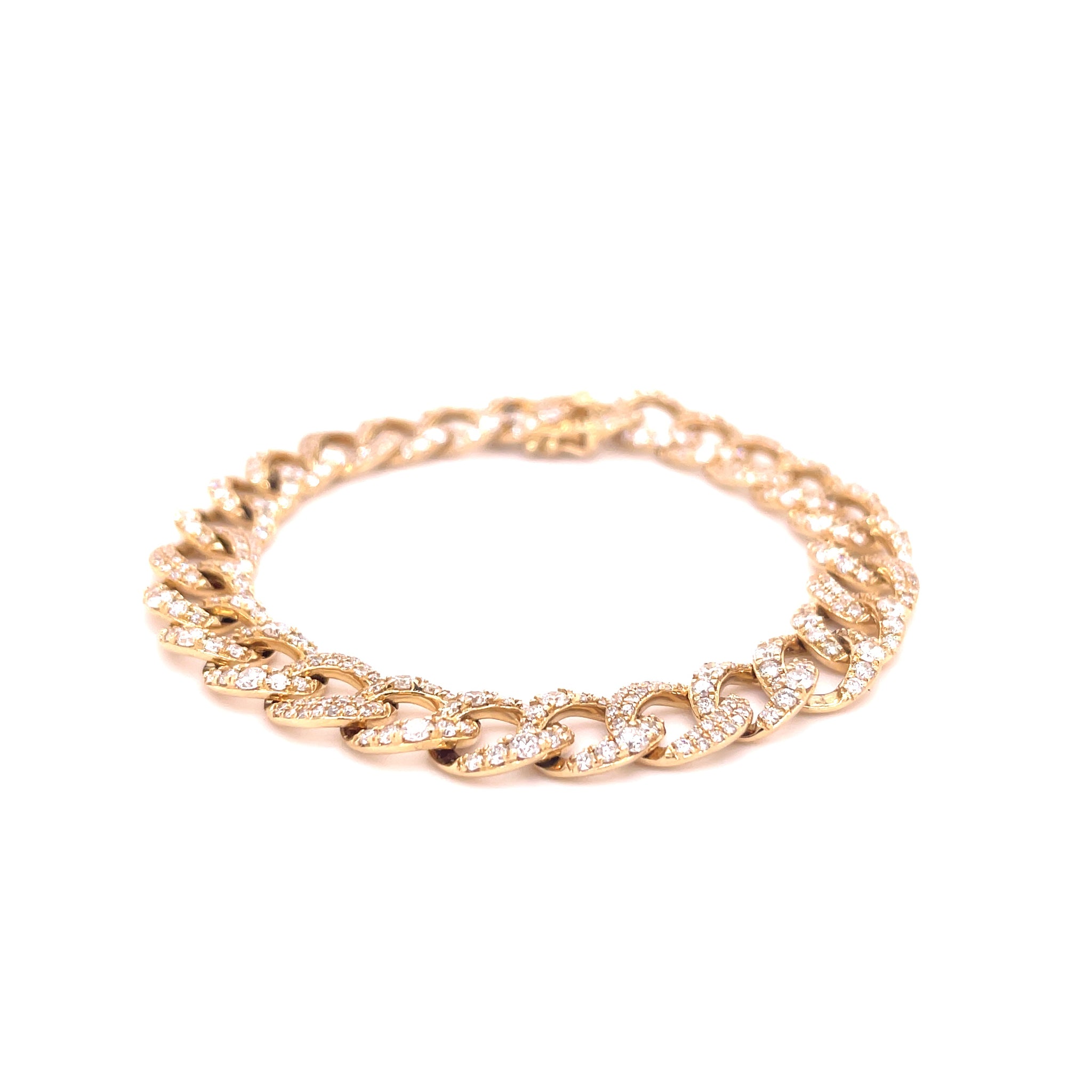 Yellow Gold Curb Diamond Bracelet 4.90ct