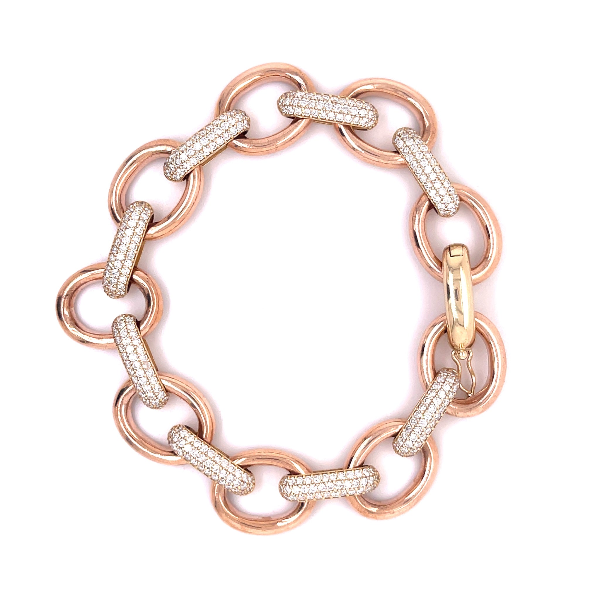 Rose Gold Circle Diamond Link Bracelet 2.27ct