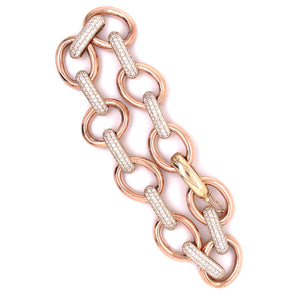 Rose Gold Circle Diamond Link Bracelet 2.27ct