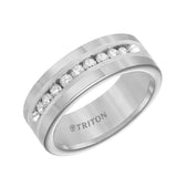 Triton Flat Flat Edge Stone Wedding Band