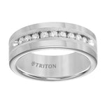 Triton Flat Flat Edge Stone Wedding Band