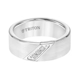 Triton Flat Bevel Edge Stone Wedding Band