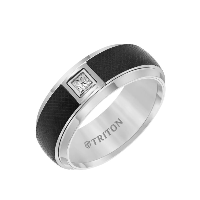 Triton High Dome Round Edge Stone Wedding Band