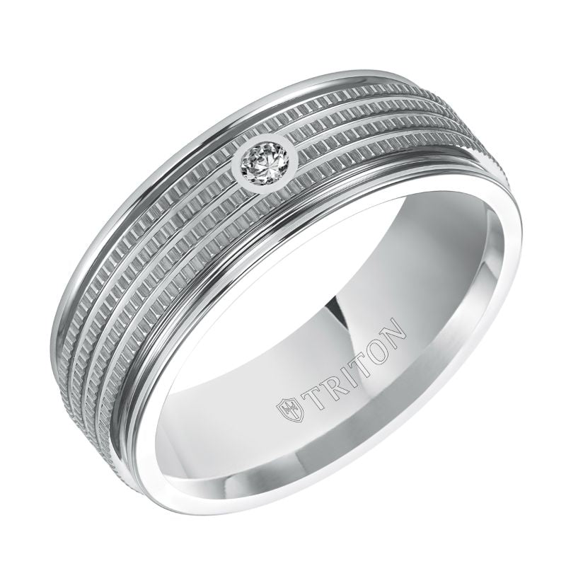 Triton Low Dome Round Edge Stone Wedding Band