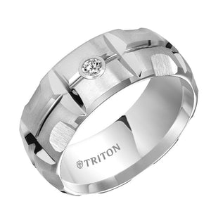 Triton Dome Bevel Edge Stone Wedding Band