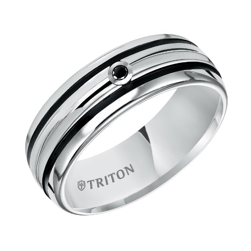 Triton Dome Round Edge Stone Wedding Band