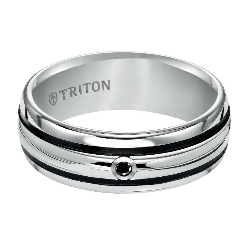 Triton Dome Round Edge Stone Wedding Band