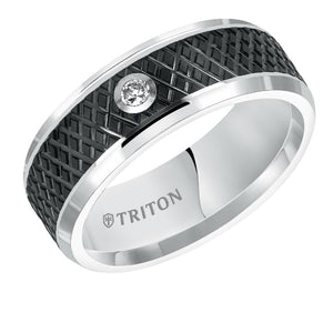 Triton Flat Bevel Bevel Edge Stone Wedding Band