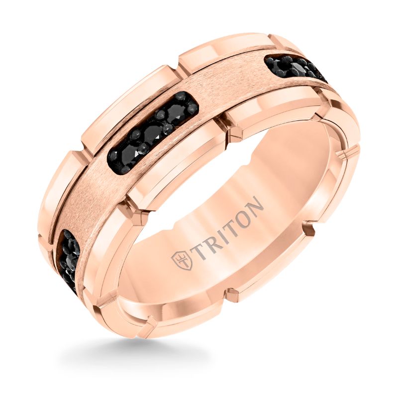 Triton Flat Flat Edge Stone Wedding Band