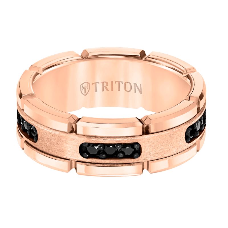 Triton Flat Flat Edge Stone Wedding Band