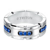 Triton Flat Edge Flat Brushed Center Stone Wedding Band