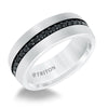 Triton Low Dome Flat  Edge Stone Wedding Band