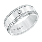 Triton Flat Coin Edge Stone Wedding Band