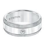 Triton Flat Coin Edge Stone Wedding Band