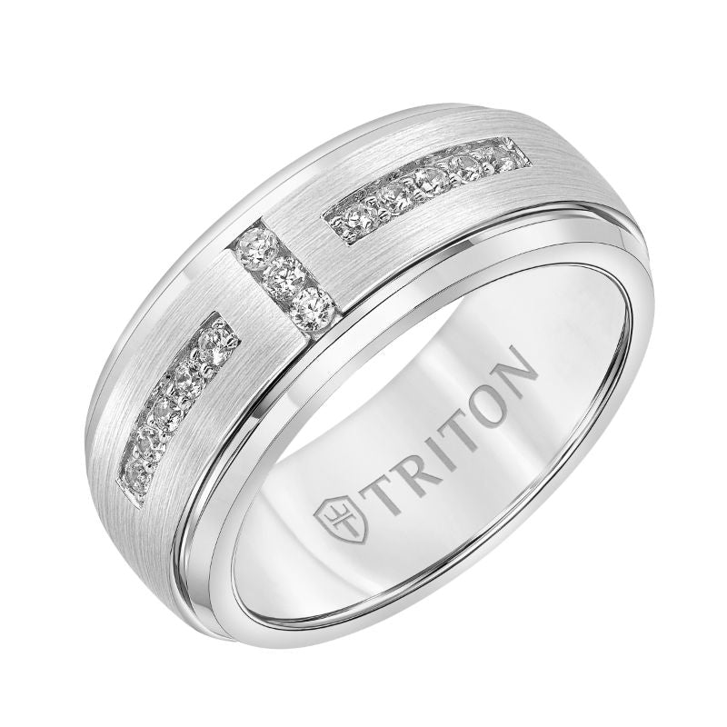 Triton Dome Round Edge Stone Wedding Band