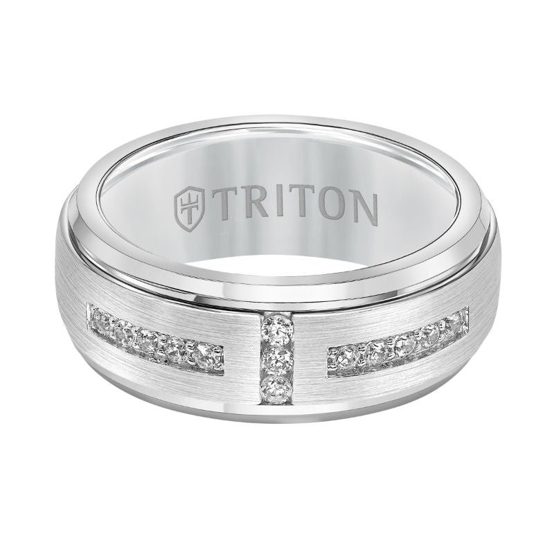 Triton Dome Round Edge Stone Wedding Band