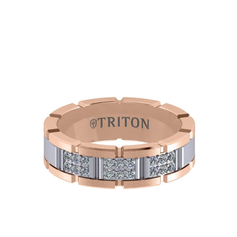 Triton Flat Steel Edge Diamond Wedding Band